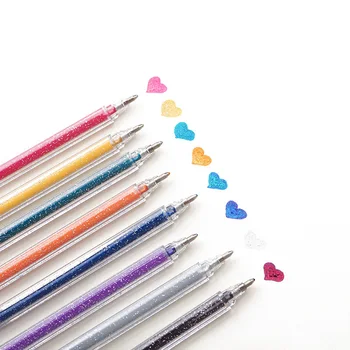 12 Culori de Evidențiere Stilou Set Drăguț Sclipici de Culoare Pix cu Gel Pictura instrument de Scris pentru Fete Pentru Copii Cadouri DIY Școală de Artă Papetărie