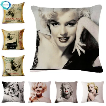 Marilyn Monroe Perna Decorativa din Bumbac Lenjerie de pat Perna de pe Canapea Talie de Pernă Canapea Acasă Pătrat Pernele de Acoperire 45x45cm