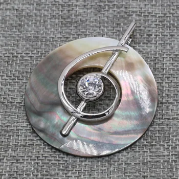 Noua Muzica de Cristal Simbol Formă Rotundă Naturală Mama de Perla Coajă Colier Pandantiv pentru Constatările de Bijuterii de Luare de 50x50mm