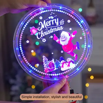 Decor de crăciun Lumina LED-uri de Crăciun Copac Agățat de Fereastră Decor Colorate Disc Rotund Pandantiv Lampă de Partid Decor pentru anul 2023 Anul Nou