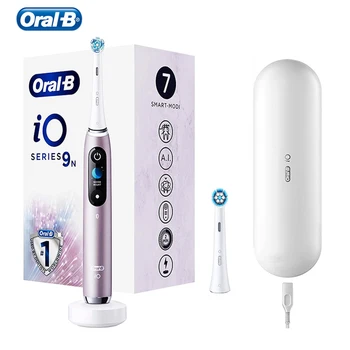 Oral B IO 9 Periuta de dinti Electrica 3d Dinți de Urmărire Final Curățați Înlocuiți Peria Cap 7 Moduri Rapide de Încărcare Magnetic Caz de Călătorie