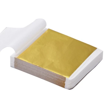 10/100 Foaie Pur Strălucitor Gold Leaf Folie de Hârtie pentru Aurire Funiture Linii de Perete Artizanat obiecte de Artizanat Aurire Decor 8x8cm 9x9cm