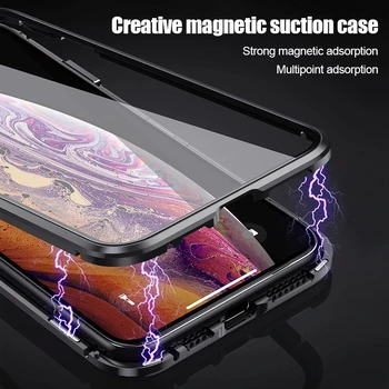 360 de grade All-inclusive Cadru Metalic Magnetic de Caz Pentru iPhone 11 12 13 14 Pro Max Mini X XR XS MAX 7 8Plus Dubla Capac de Sticla