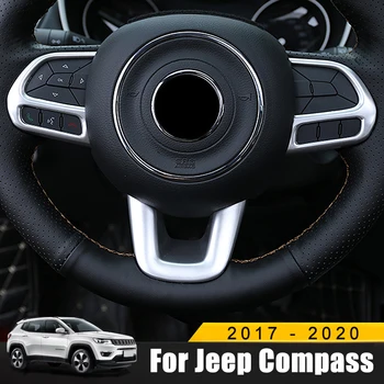 ABS Cromat Fibra de Carbon Capac Volan Tapiterie Autocolante Pentru Jeep Compass 2017 2018 2019 2020 Accesorii de Interior