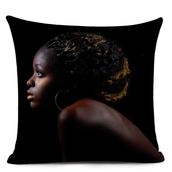 Fata African Art Perna Decorativa Caz Rafinat Fată Din Africa Exotice Pernele De Acoperire Acasă Decor Dormitor Lenjerie De Perna