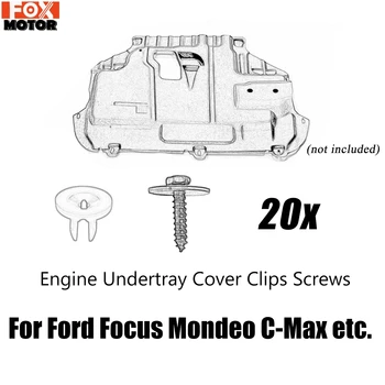 20X pentru toate modelele Ford Focus MK2 MK3 Mondeo MK3 MK4 C-Max, S-Max, Galaxy Motor Undertray Acoperi Clipuri Șuruburi Capacul de Jos Scutul de Paza