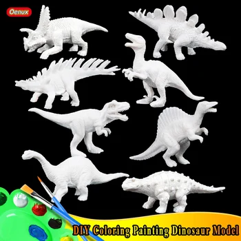 Oenux DIY Colorat Pictura 3D Jurassic Dinozaur Desen Acuarelă Graffiti Figurine Model Animal Jucărie pentru Copii X-mas Cadou