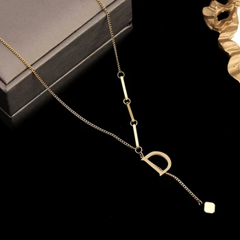 2020 nou clasic oțel de titan D scrisoare pandantiv Colier pentru femei bijuterii de moda toamna lanț pulover fata lanț de gât