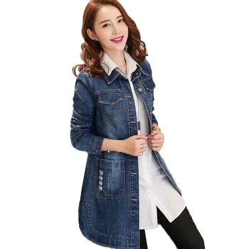 Nouă Primăvară de Iarnă de Moda pentru Femei Jacheta Denim Rândul său, în Jos Guler Stil coreean Casual Topuri Largi Haine de sex Feminin Blugi Salopete 5XL