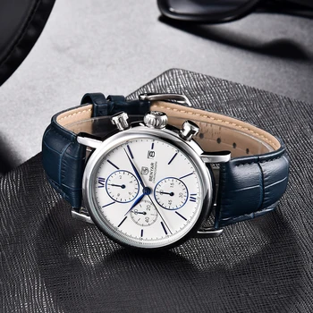 BENYAR Nou Sport Bărbați Cuarț Ceas de mână 41MM Ceas Pilot 5Bar Impermeabil Ceas de Lux Cronograf reloj hombre