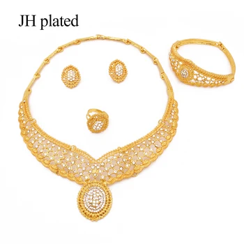 Set de bijuterii de culoare de aur seturi de bijuterii dubai nunta ornament de mireasa cadouri pentru femei collares colier bratara cercei inel
