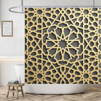 Nordic Textură de Marmură de Imprimare Alb Perdele de Dus Impermeabil Gri Hexagon Geometrie Perdea de Baie Material Decor Perdele 3D