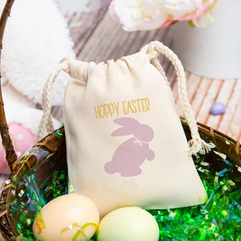 5pcs iepure Mic cadou pungi copil fată băiat Egg Hunt Coș Găleată de țară rustic Fermă Paste fericit decor petrecere