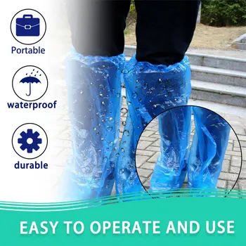 De Plastic de unică folosință bahile Albastru de Ploaie și Cizme de Acoperire din material Plastic Lungi de Pantof Acoperi Clar Impermeabil Anti-Alunecare Galoș