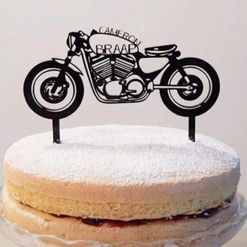 Masina Motocicleta Happy Birthday Cake Topper Acrilică de Aur Motocicleta Cupcake Topper pentru Petrecere de Aniversare pentru Copii Decorare Tort Consumabile