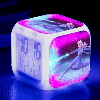 Disney Frozen 2Elsa/Anna Printesa Colorat Culoare Schimbare LED-uri Creative Digital Ceas cu Alarmă Drăguț Luminos Ceas cu Alarma Mic Cadou