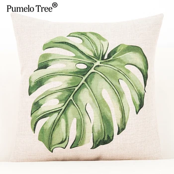 3D Frunză Verde Perna Acoperi Botanice Tropicale cu Frunze de Palmieri Geomtric Imprimare Pernă Acoperă Dormitor Canapea Decor