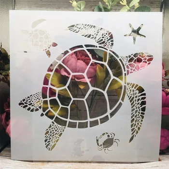 30*30cm Mare Țestoasă Marină DIY Stratificare Sabloane Pictura pe Perete Album de Colorat Relief Album Decorative Șablon