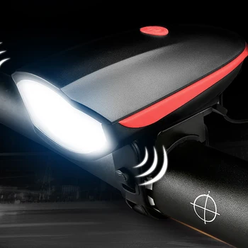 Faruri de bicicletă Bicicletă IPX4 rezistent la apa Fata Lampa USB Reîncărcabilă Reglabila 3 Moduri de Ciclism LED Lumina a Evidenția cu Corn Bell