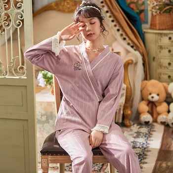 Tradițional, Femeile Japoneze Set De Pijama Halat De Bumbac Pantaloni Kimono Yukata Cămașă De Noapte Nouă Japonia Stil Moale Rochie Sleepwear Obi Utilaje
