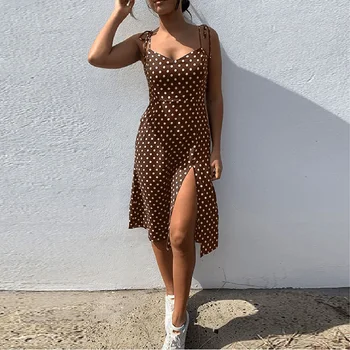 Rochii 2022 Sundress Vară Femei de Cauzalitate Polka Dot rochie fără Mâneci Mare Cutat elastic talie V-Gât Rochie de Plaja Vestidos De Verano