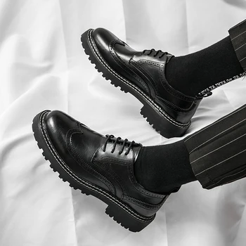 Brand de lux Bocanc de Barbati Pantofi cu talpi Groase Pantofi Casual Stil Britanic Confortabil Pantofi Oxford Lace-up de Înaltă Calitate, Pantofi pentru Bărbați