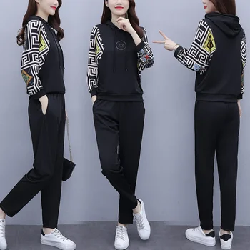 Femei 2022 Nouă Primăvară Toamna Casual Sport Costum de Moda coreeană cu Glugă Topuri Pantaloni 2 Set de Două Piese Plus Dimensiunea Îmbrăcăminte Pentru Femei